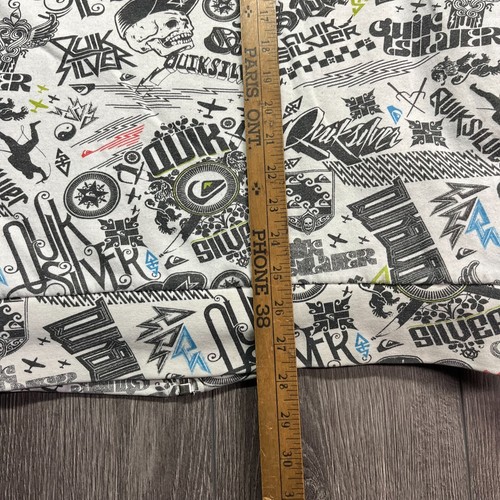 Quicksilver Mens XL All Over Print Zip Up Sherpa Lined Hoodie Vintage Y2k - Picture 8 of 9