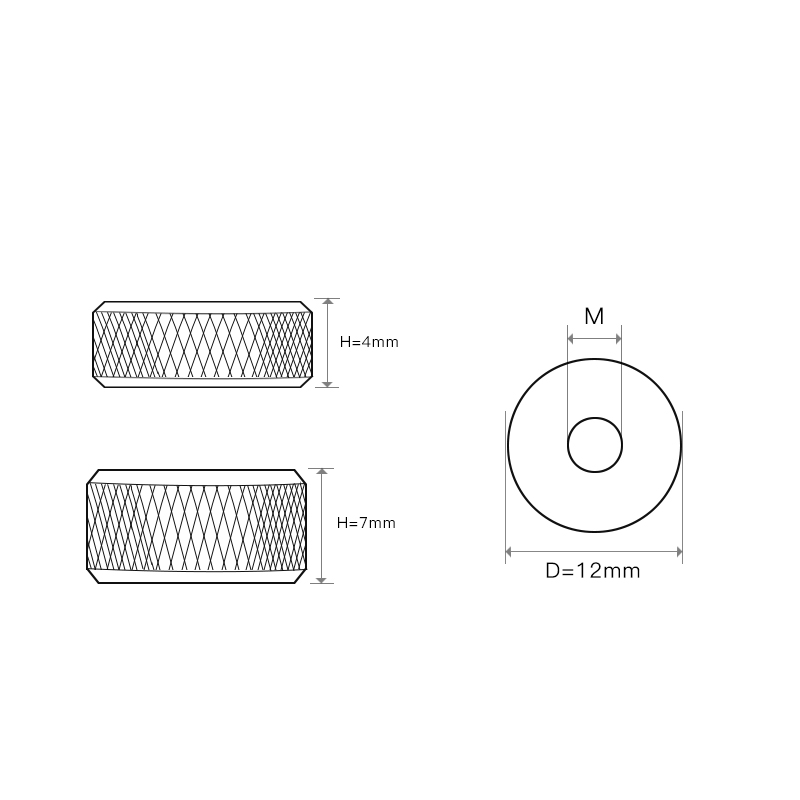 Knurled Thumb Nuts M3 M4 Aluminum Alloy Anodized Thread Knobs Through