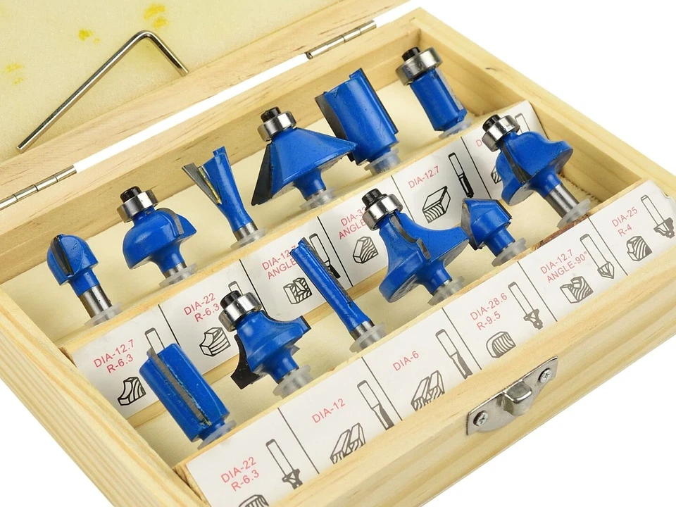 Holzfräser-Set 12-tlg 6mm Fräsersatz Fräser Oberfräser - Bild 3 von 3