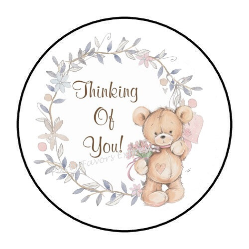 THINKING OF YOU TEDDY BEAR ENVELOPE SEALS LABELS PARTY FAVORS