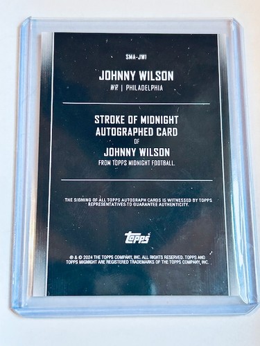 2024 Topps Midnight Johnny Wilson Stroke of Midnight Auto Philadelphia Eagles - Picture 2 of 2