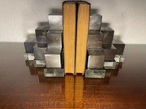 Uttermost Valerio Silber verspiegelte Glas Buchstützen Paar geometrisch David Frisch - Bild 5 von 10