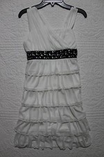 NEW GIRLS SEQUIN HEARTS MY MICHELLE DRESS WHITE RUFFLE RHINESTONES VARIOUS SIZES