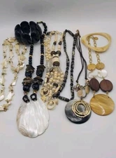 Lot Of 8 Pc. Shell Natural Material Jewelry Variety Of Styles All Wearable