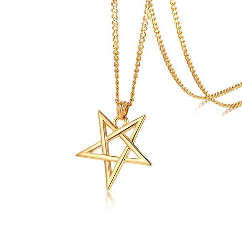 NEW VNOX Men Church of Satan Sigil of Lucifer Star Pendant Necklace Chain Jewelr - Picture 9 of 45