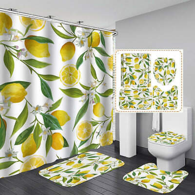 Lemon Fruit Leaf Art Shower Curtain, Art Shower Curtain