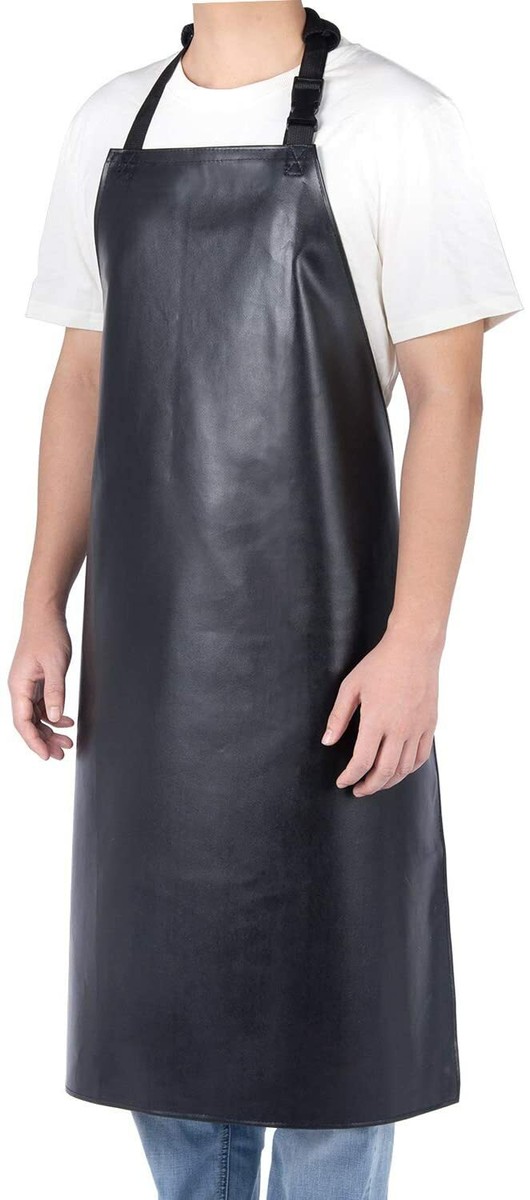 Waterproof Apron Adjustable Heavy Duty Industrial PVC Rubber Work Apron Oil Resistant Factory Butcher Apron Slaughterhouse Butcher For Men Women, Black, 120 Cm, Black, 120 - View #7