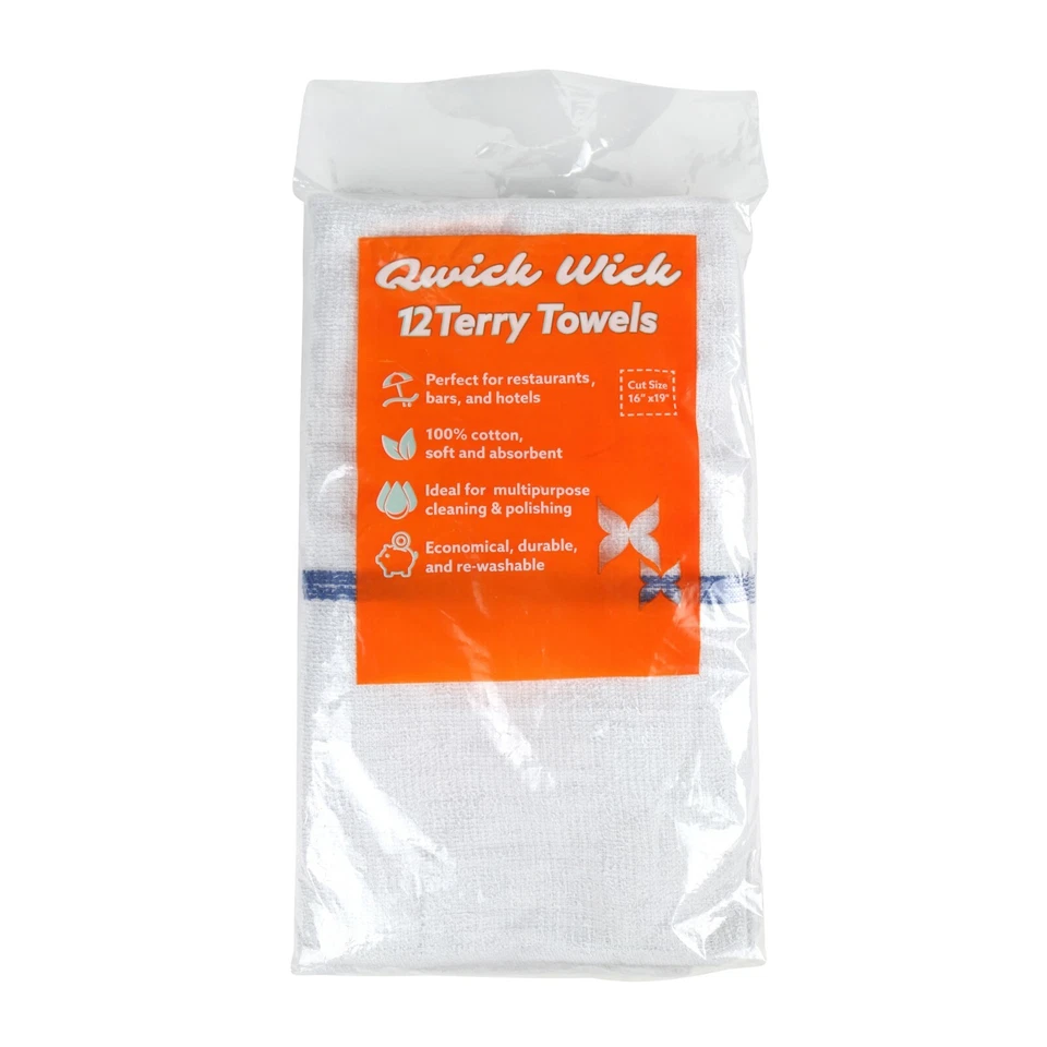 Toallas de felpa Qwick Wick Bar Mop - Toallas de cocina de algodón 16 x 19 - Paquetes de 12 Foto 4 de 4