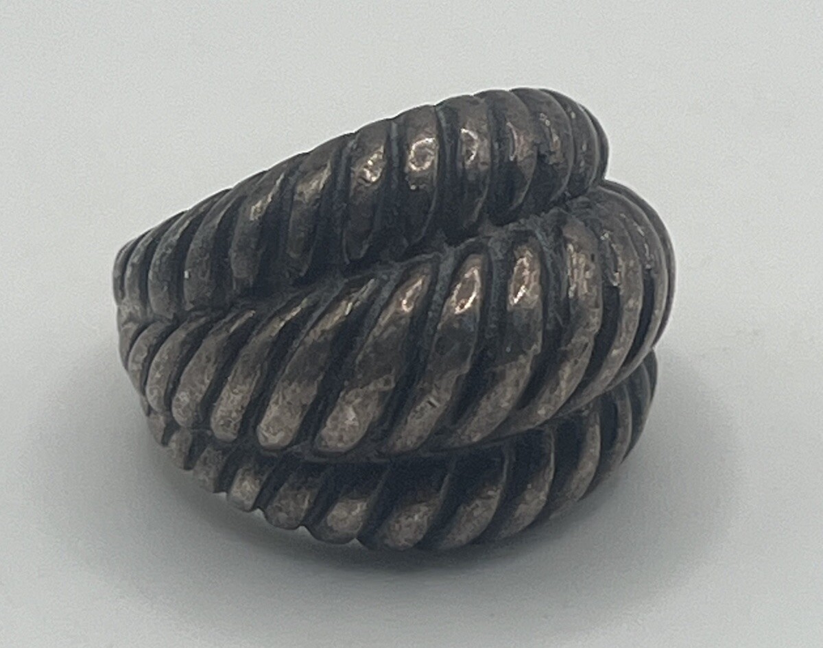 Fancy Sterling Silver Ring with Three Angular Cut… - image 1