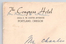 1940 The Congress Hotel Portland Oregon Advertising Cover