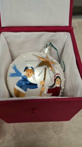 Art Glass Signed Christmas Boxed Ornaments Ball Egg SantaSet Of 5 Vintage - Picture 7 of 13
