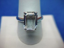 STERLING SILVER RING WITH LG. EMERALD CUT STONE