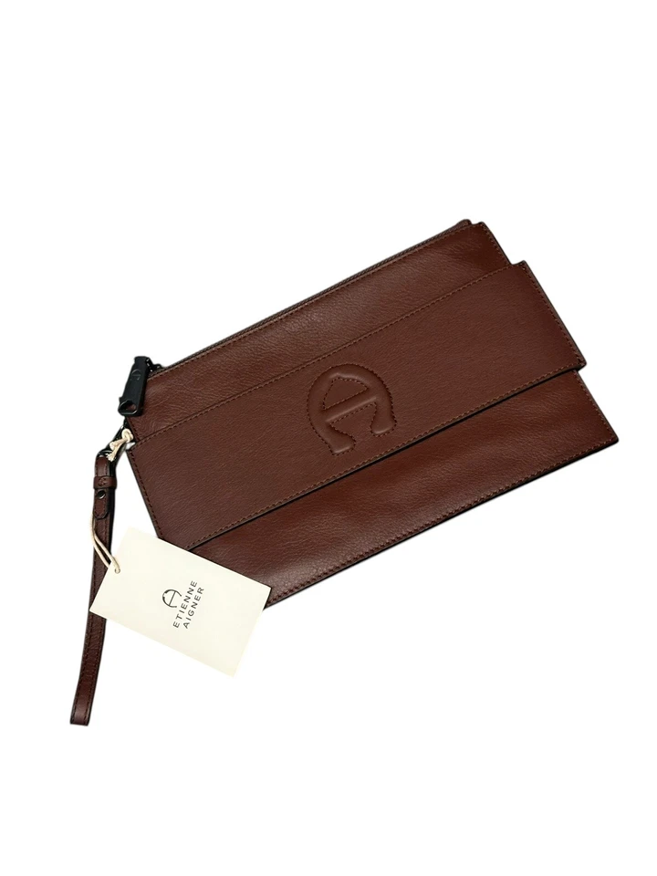 NUEVO CON ETIQUETAS Etienne Aigner Adeline Mango Muñequera Tarjeta Billetera Bolso sin asas Cuero Caramelo Foto 4 de 4