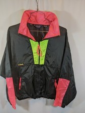 Columbia Womens Neon Full Zip Radial Sleeve Windbreaker Sz L 90S VINTAGE ski