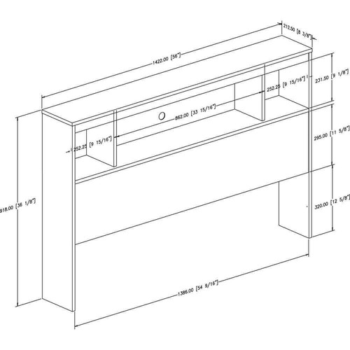 Spark Full-Size Bookcase Headboard in Pure Black - Picture 6 of 7