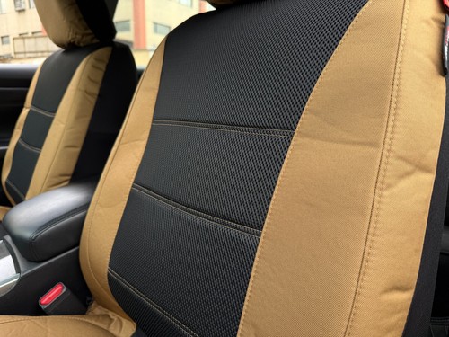 For Ford Transit 2007-2025 Car Front Seat Covers Black Mesh Brown Canvas 2PCS - Picture 7 of 12