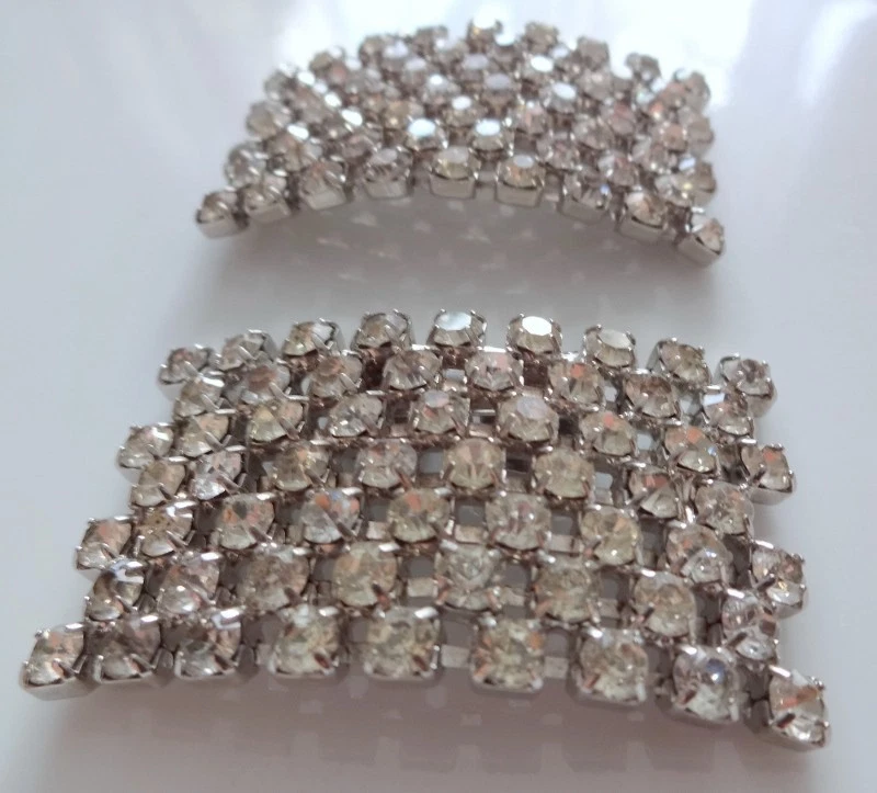 Hebillas clips para zapatos vintage de diamantes de imitación transparentes tono plata Foto 4 de 4