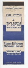 ST. LOUIS, MO~ROBERT STEPHENS MACHINERY CO, TOOLS~ADVERTISING MATCHBOOK COVER