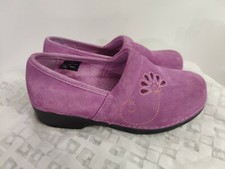LL Bean Pink Suede Leather Clogs Shoes Girls Sz 5. Womens Sz 6.5