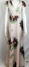ASOS Women's Short Sleeve V Neck Cut Out Back White Floral Maxi Dress Size 8