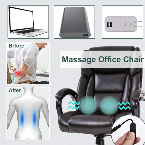 Big and Tall Office Chair 500Lb Wide Seat Massage Desk Chair Ergonomic Computer - Picture 4 of 7