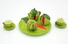 Vintage Watermelon Theme Doll house Tiny Tea Set Hand Painted Small Tea Set