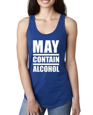 May Contain Alcohol Funny Women Jersey Racerback Tank Top Drinking Party Shirt