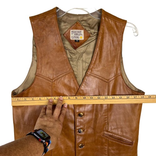 Texas Boot Clothing Vintage Size 38 Tan Leather Vest - Picture 6 of 7