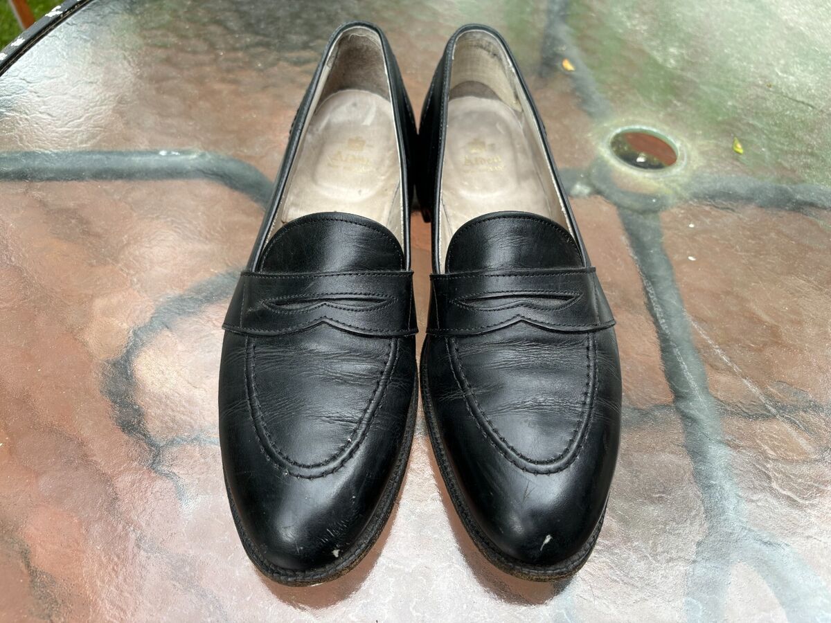 Alden 681 Mens Penny Loafers Black Calfskin Leather Shoes Alden 681 Mens Penny Loafers Black Calfskin Leather Shoes