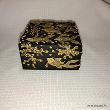 Unique Vietnamese Soapstone Box Decorated With Cabilock Fish, Coral Reef,...