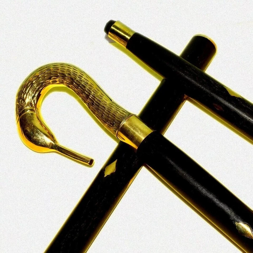 Cabo de pavão de latão incrustado bengala de madeira (três dobras) para homens e mulheres - Imagem 2 de 4