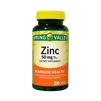 Spring Valley Zinc Caplets Dietary Supplement, 50 mg, 200 Count