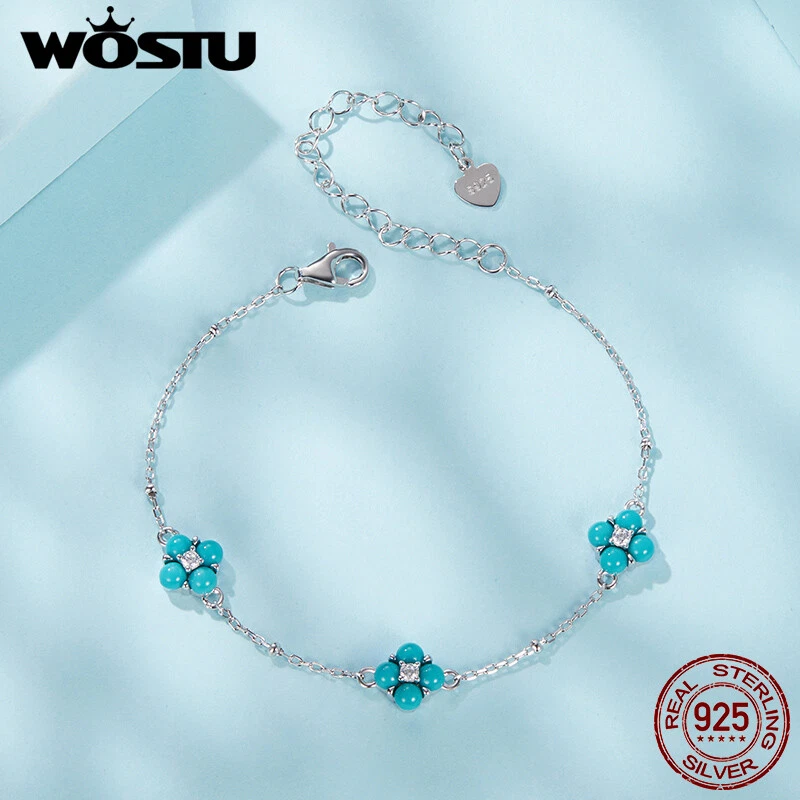 VALENTINO Wostu S925 Argento Sterling Squisiti Retrò Cuore Bracciali Donna Regali Gioielli
