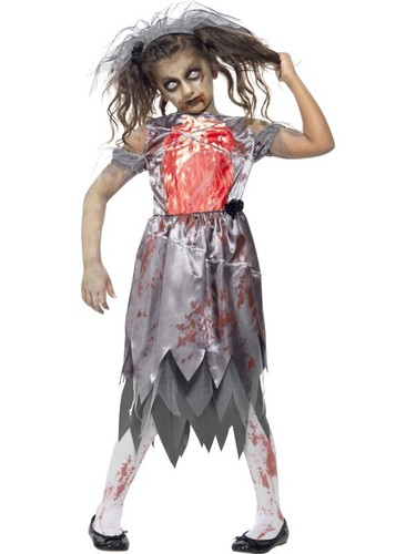 Le ragazze SPOSA ZOMBIE COSTUME MORTE SANGUINOSO CADAVERE Spaventosa  Halloween Fancy Dress Outfit | eBay