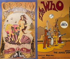 CREAM 1968 and The Who 1970 2nd Print Concert Poster Set Electric Factory