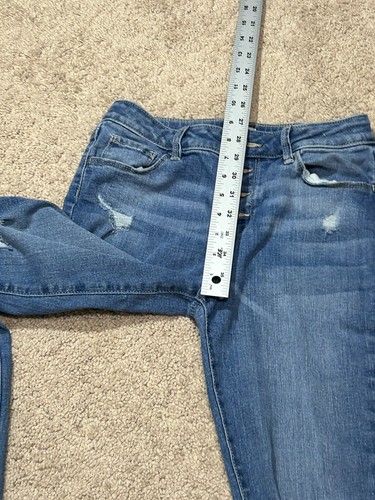 So Jeans Girls Size 12 Blue Denim Skinny Leg Distressed Adjustable Waist - Picture 8 of 13