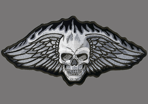 12 INCH BIKER PATCH XXL TRIBAL SKULL BLADE PATCH