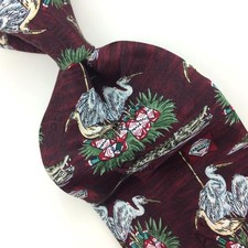 TABASCO Usa Tie Maroon Red Green Silk Necktie Heron Alligator Saus Novelty N0-33