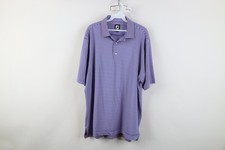 FootJoy Mens Large FJ Logo Stretch Striped Color Block Collared Golf Polo Shirt