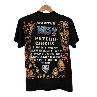 Rare Vintage 90s KISS Psycho Circus Clown Wanted World Tour Shirt