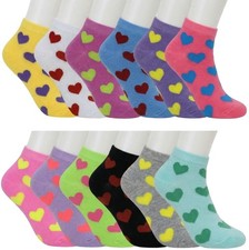 Hearts Women Cotton Ankle Low Cut Socks Multicolor Athletic Casual Sports