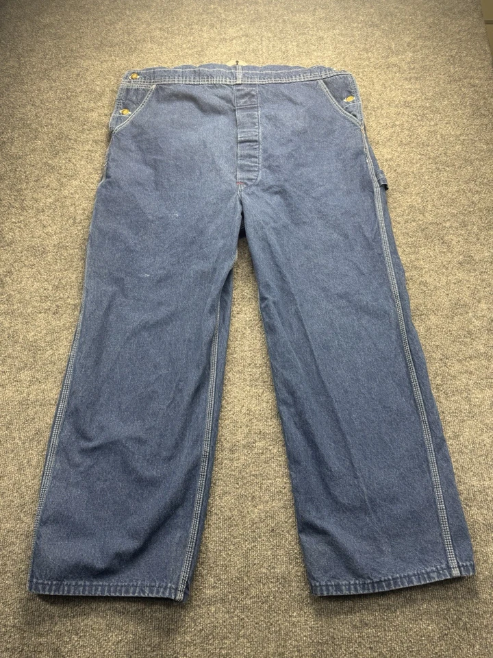 Dickies Dungarees Adult 42x30 Blue Bib Overalls Denim Work Wear Carpenter Mens - Image 3 of 4