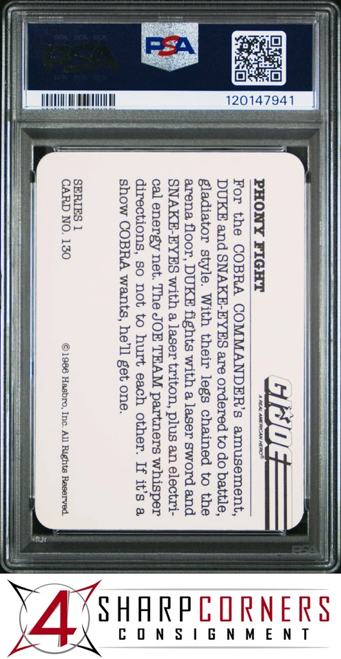 1986 HASBRO G.I. JOE #130 PHONY FIGHT DUKE-SNAKE EYES POP 1 PSA 10 - Image 2 of 3