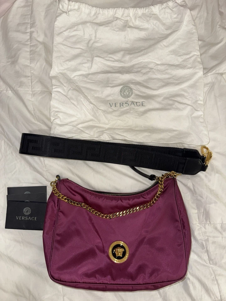Versace Pequeño Dalia Nylon Tela Medusa Colgante Bandolera Bolso de Hombro Foto 2 de 4