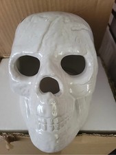 Halloween Large 9" Ceramic Fire Pit Skull, Fireproof Gas Fireplace Art Decor NEW
