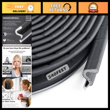 V-Shaped Foam Weather Stripping Seal for Doors & Windows, 240ft, Black Insulatio