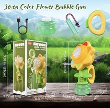 Seven Color Flower Bubble Machine Kids Automatic Bubble Maker Toy 3 Summer Fun 