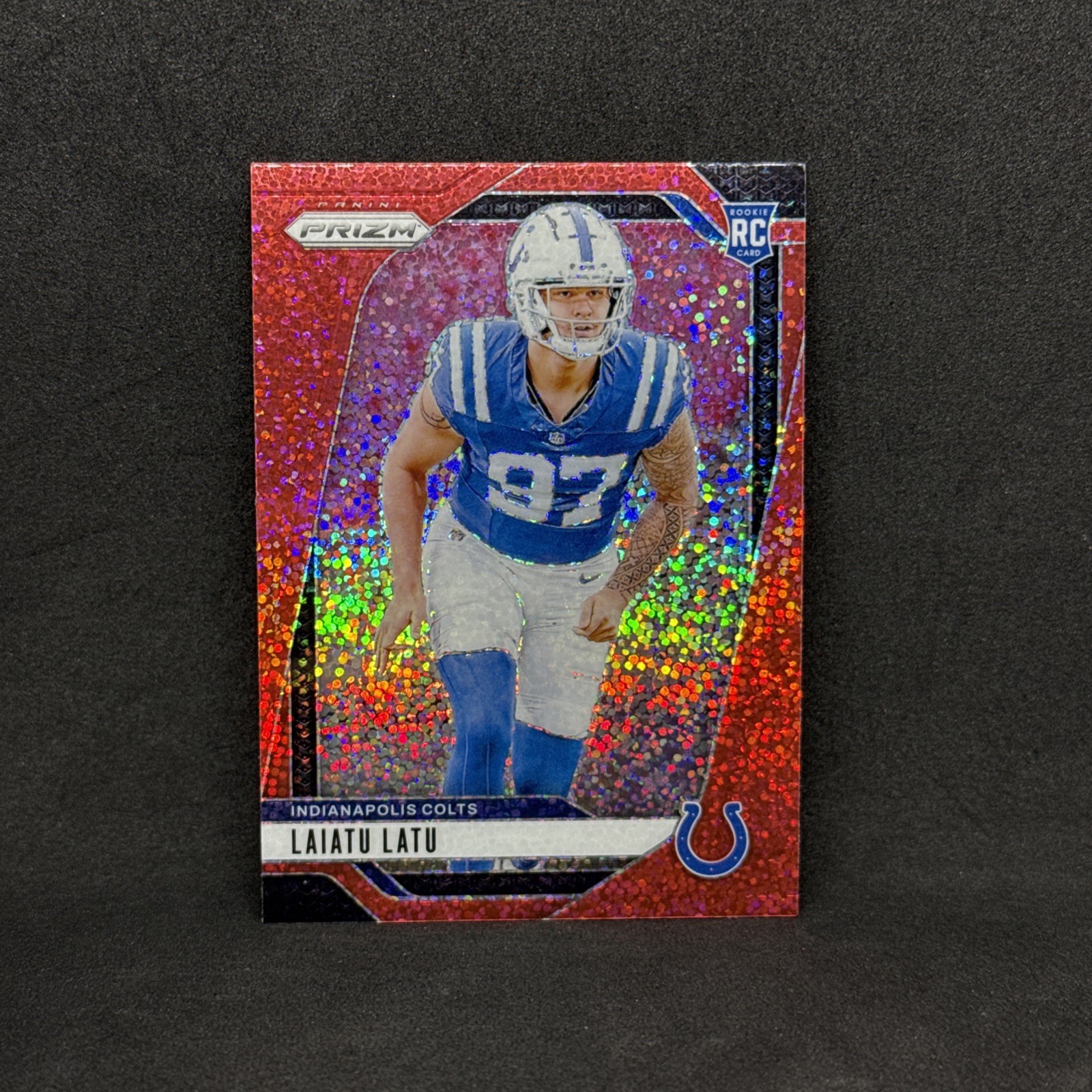2024 Panini Prizm - Laiatu Latu #366 Red Sparkle Prizm (RC)