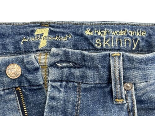 7 For All Mankind HOCHTAILLE KNÖCHEL NEON BLUMENBESTICKT JEANS EUC 31/US 12 - Bild 11 von 12