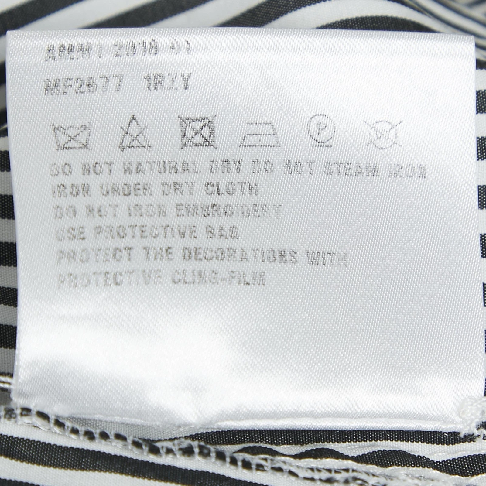 Abito Miu Miu nero bianco a righe cotone impreziosito da cristalli vita a goccia M